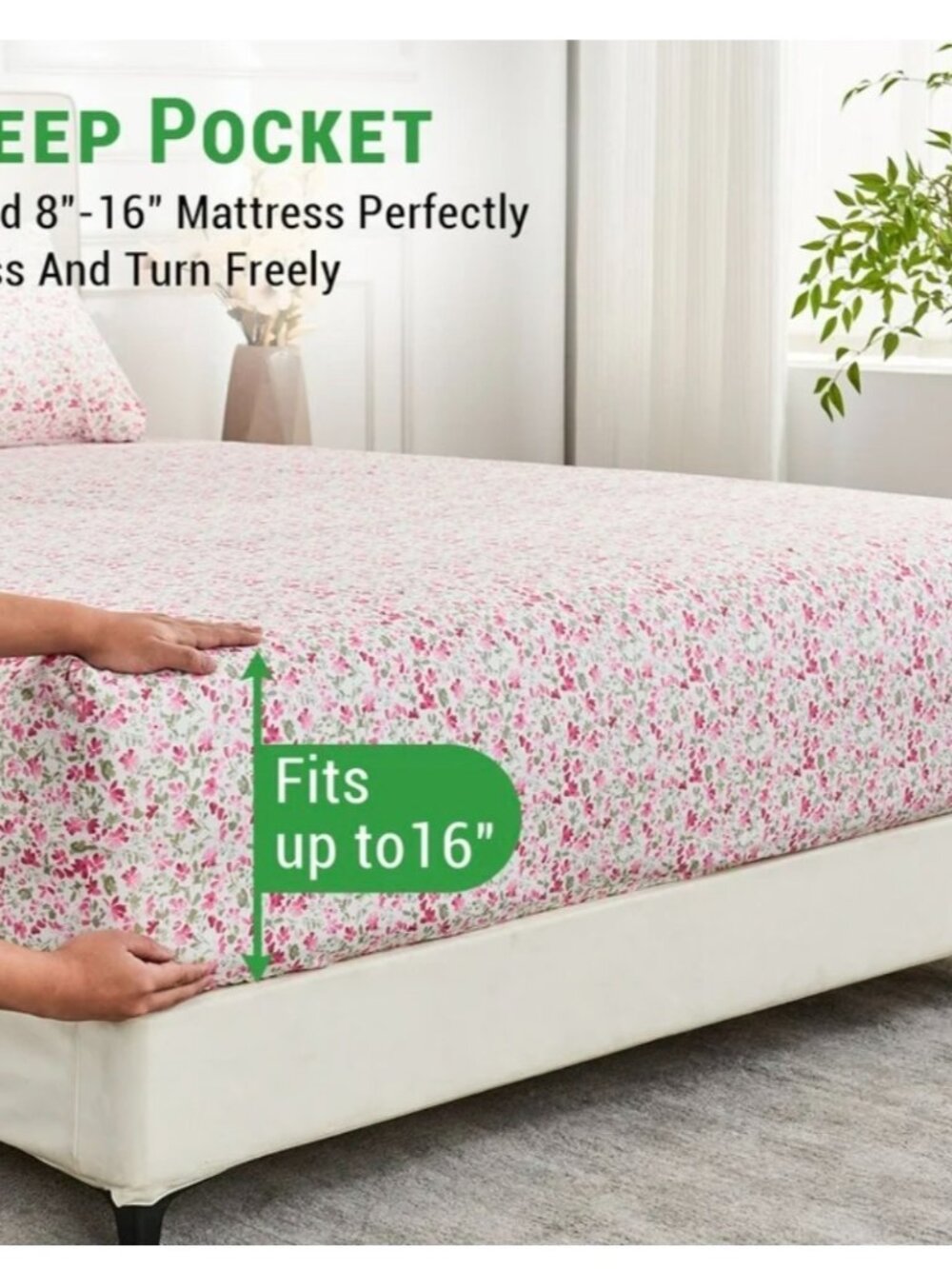 Floral Twin Sheet Set With Deep Pockets Fits 8"-16" Mattress Soft Microfiber Bed